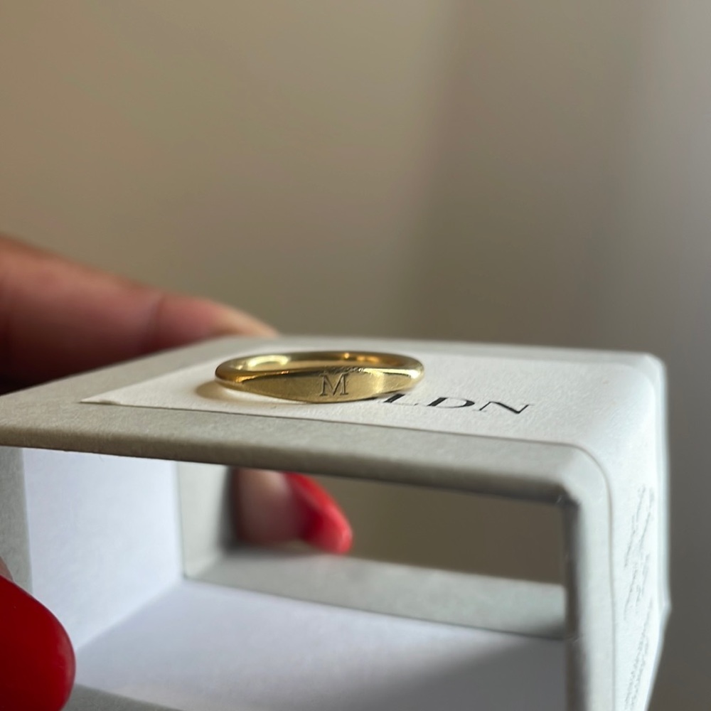 GLDN Slim Signet 14k gold plated ring - size 5